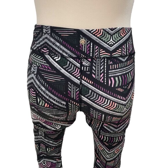 Gaiam XL Geometric Pattern Yoga Leggings Crisscross Cutout Gym Fitness Workout - Picture 8 of 8